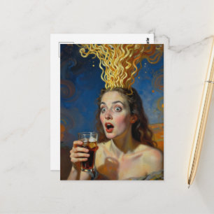 Surrealer Gehirnexplosions-Ramen-Frau Postkarte