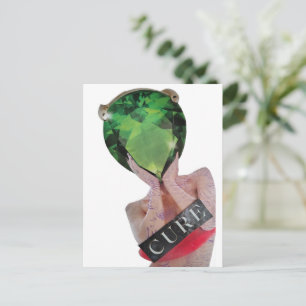 Surrealer grüner Edelstein-Damen-Collage Postkarte