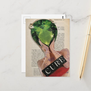 Surrealer grüner Edelstein-Damen-Collage  Postkarte
