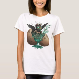Surrealer Gruseliger Krähen-Frauen-Tee T-Shirt