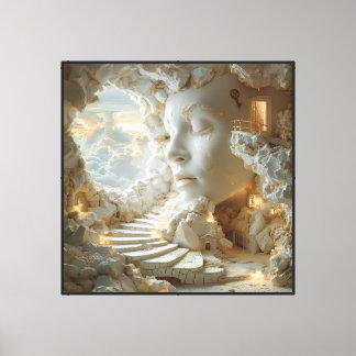 Surrealer Marmorkopf-Innentraumlandschaft-Treppe Leinwanddruck