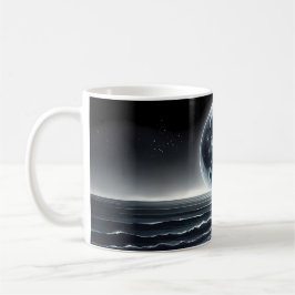 Surrealer Mondaufgang über der ruhigen Meeresküste Kaffeetasse