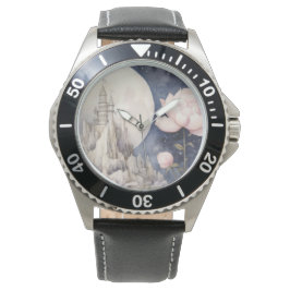 Surrealer Mondsteinturm mit Peonys Armbanduhr