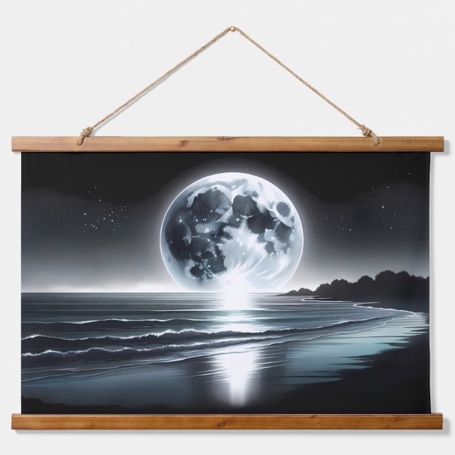 Surrealer Monsun über ruhiger Meeresküste Wandteppich Mit Holzrahmen (Vorne)
