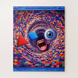 Surrealer, mosaikartiger Wirbel, trippy Auge und M