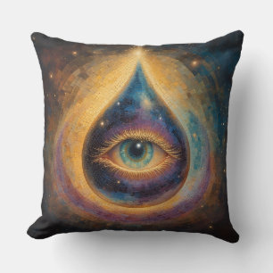 Surrealer Mosaikblick auf kosmischen Hintergrund Kissen