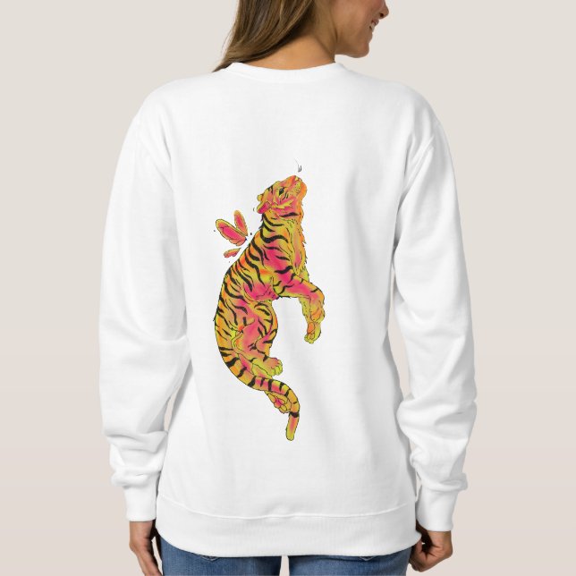 Surrealer Neon-Tiger Sweatshirt (Rückseite)