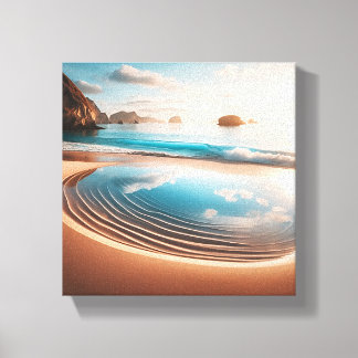 Surrealer reflektierender Gezeitentümpel auf golde Leinwanddruck
