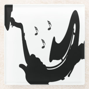 Surrealer Saxophonspiel Glasuntersetzer