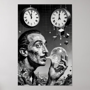 Surrealer Schmelzuhr-Traumporträtposter Poster