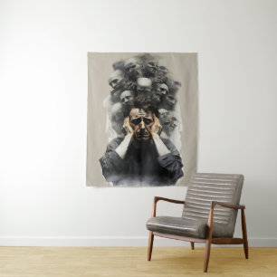 Surrealer Schrei - dunkle emotionale Abstrakte Mal Wandteppich
