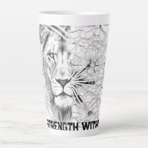 Surrealer Schwarz-Weiß-Löwe Web Motivationsbecher Milchtasse