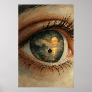 Surrealer Sonnenuntergangs-Augen-Kunstprint Poster