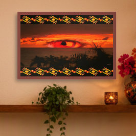 Surrealer Sonnenuntergangs-Augen-Tropischer-Ozean- Poster