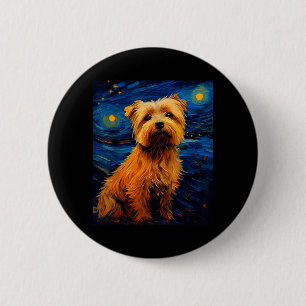 Surrealer Sternenmalerei Norfolk Terrier Hund Button