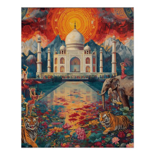 Surrealer Taj Mahal Traumlandschaft Lebendiges Ind Poster
