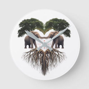 Surrealer Tischlampen mit Baum und Fisch im Gleich Runde Wanduhr