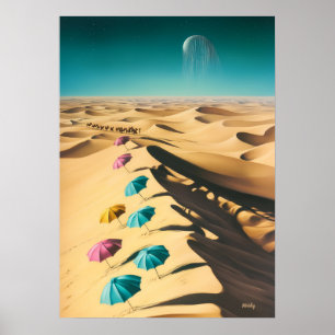 Surrealer Traumlandschaft mit farbenfrohen Regensc Poster