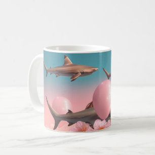 Surrealer Traumlandschaft mit Haien und Ballons Kaffeetasse