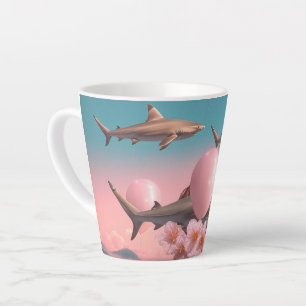 Surrealer Traumlandschaft mit Haien und Ballons Milchtasse