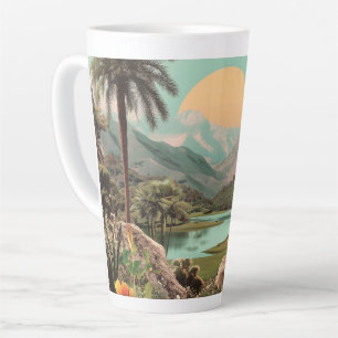 Surrealer tropischer See mit Palmen Milchtasse