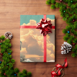Surrealer tropischer Tal mit Palmen Geschenkpapier