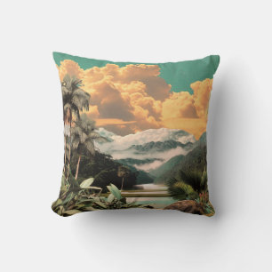 Surrealer tropischer Tal mit Palmen Kissen