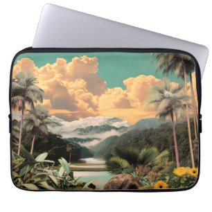 Surrealer tropischer Tal mit Palmen Laptopschutzhülle