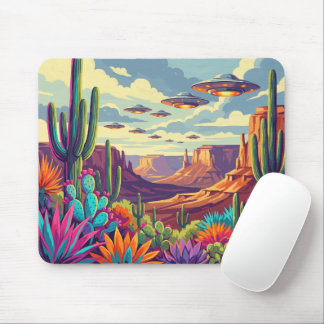 Surrealer UFO in der Wüste Mousepad