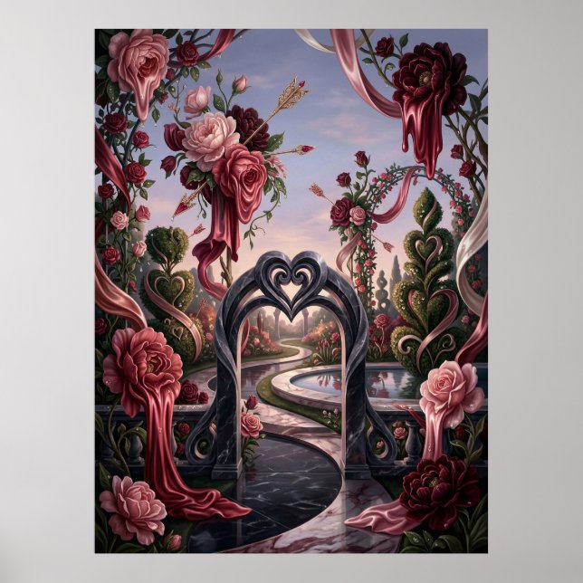 Surrealer Valentinsgarten-Traum Poster (Vorne)