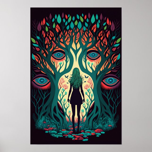 Surrealer Waldposter mit Augen | Trippy 2 Poster (Vorne)
