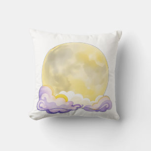 Surrealer Wasserfarbenmoon mit Sternen Kissen