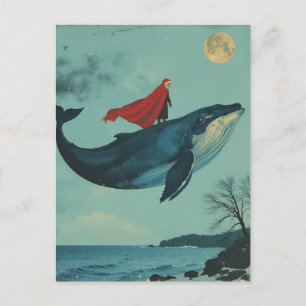 Surrealer Weihnachtsmann und der Wal Postkarte