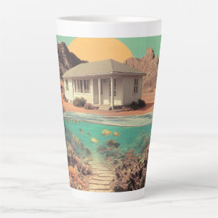 Surrealer Wüstenhaus mit Unterwasser-Riff Milchtasse
