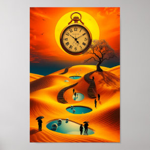 Surrealer Wüstenzeithüter-Horizontposter Poster