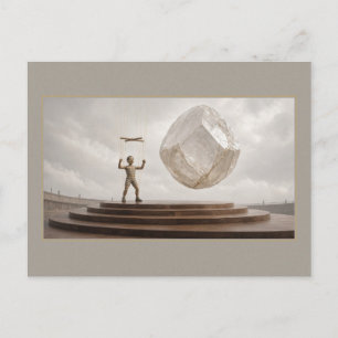 Surrealer Zirkustraum Kristallstarker Mann Postkarte