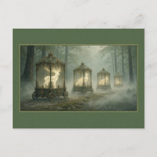 Surrealer Zirkustraum Leuchtende Hirsche Postkarte