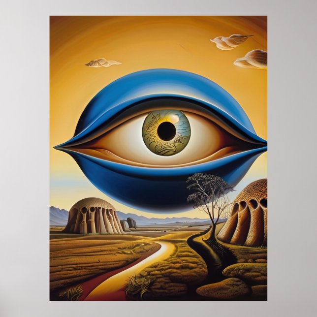 Surreales Auge mit Abstrakter Landschaft Poster (Vorne)