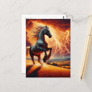 Surreales Pferd im Sturm Postkarte