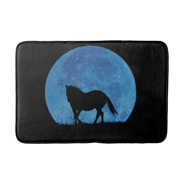 Surreales Pferd und Mond Badematte (Vorderseite)
