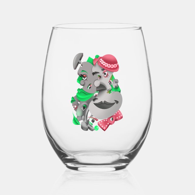 Surreales Puzzle gegenüber Stemless Wine Glass Weinglas Ohne Stiel (Vorderseite)