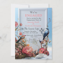 Surrealist Art mit Blume & Vögeln Einladung