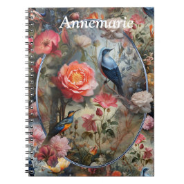 Surrealist Art with Flowers & Birds Notizblock