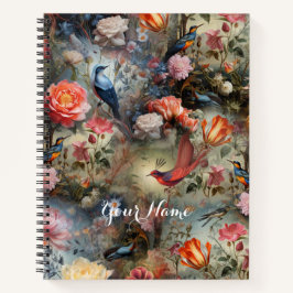 Surrealist Art with Flowers & Birds Notizbuch