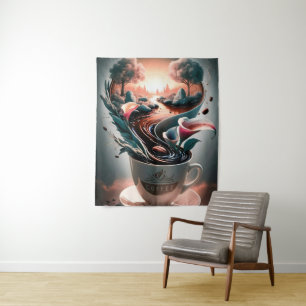 Surrealist Coffee Steam Art Wandteppich