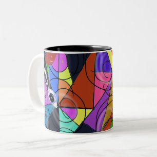 Surrealistische abstrakte geometrische Muster mit Zweifarbige Tasse