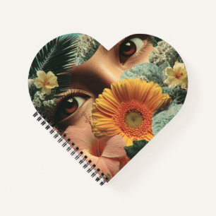 Surrealistische Augen und Blumen mit Schmetterling Notizbuch