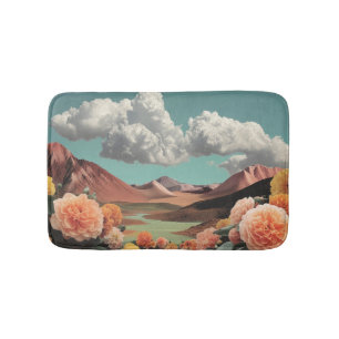 Surrealistische Blumen-Berglandschaft mit dramatis Badematte