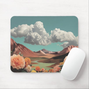 Surrealistische Blumen-Berglandschaft mit dramatis Mousepad