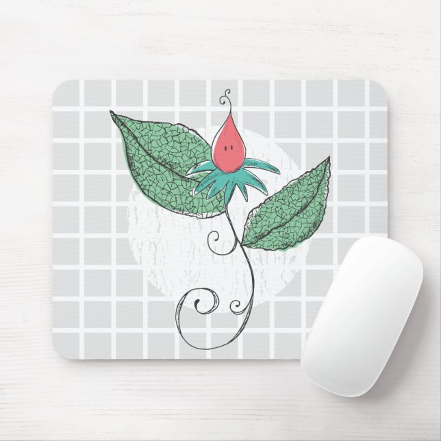 Surrealistische Blumen- und Blatt-Illustrations-Gi Mousepad (Mit Mouse)